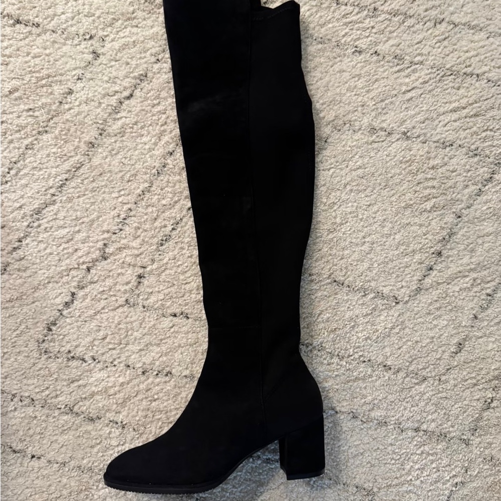STUART WEITZMAN Harper suede and neoprene knee boots
